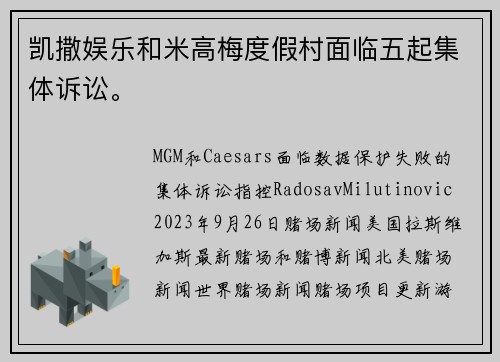 凯撒娱乐和米高梅度假村面临五起集体诉讼。